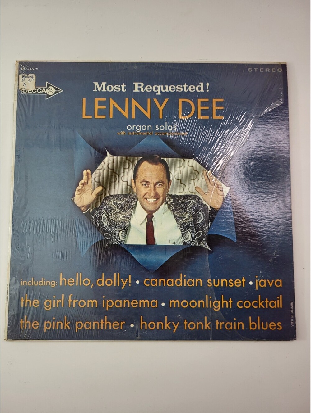 Lenny Dee Most Requested LP Stereo Decca DL 74732 Organ Solos Vinyl Record
